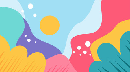 colorful abstract doodle landscape backgroundのイラスト素材