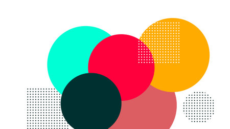 abstract botanical shapes and circles compositionのイラスト素材