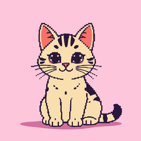cute pixel art tabby kitten character.のイラスト素材