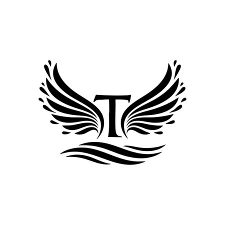 tidal wing letter t logo design concept.のイラスト素材