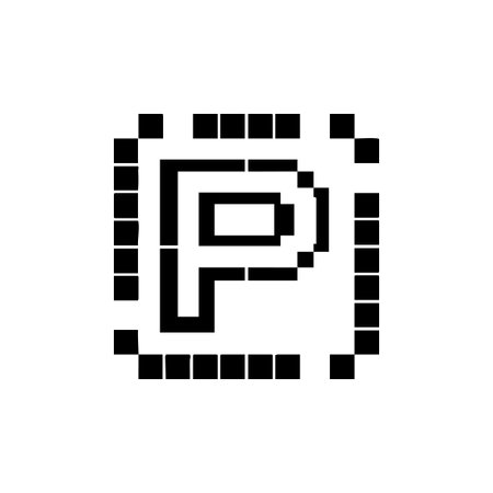 pixelated digital parking sign icon.のイラスト素材