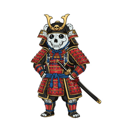 samurai skull bear warrior character.のイラスト素材