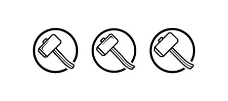 Black and White Sledge Hammer Construction Logo.のイラスト素材