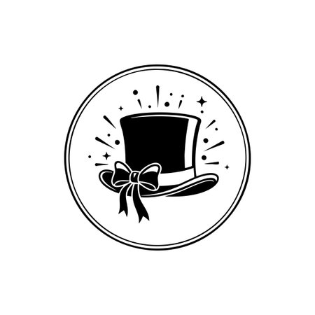 magician top hat with bow logo design.のイラスト素材