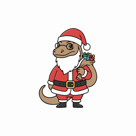 christmas dinosaur dressed as santa claus.のイラスト素材