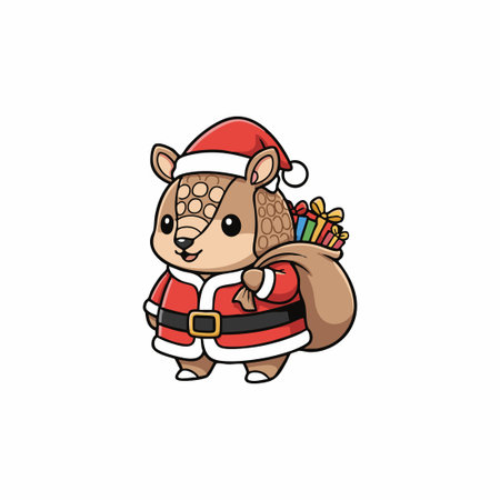 christmas armadillo santa cartoon character.のイラスト素材