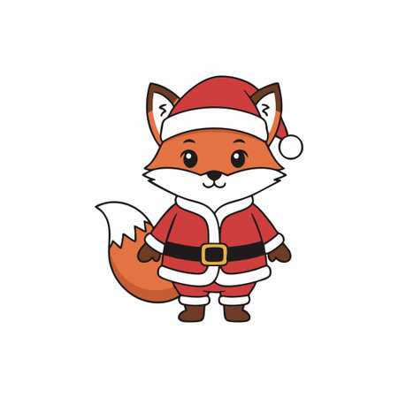cute christmas fox character in santa suit.のイラスト素材