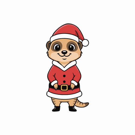 festive meerkat character in santa claus outfit.のイラスト素材