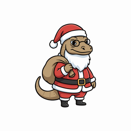 dinosaur santa claus christmas cartoon.のイラスト素材