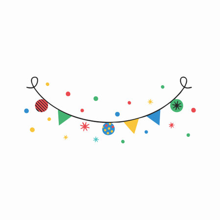 playful festive bunting and confetti garland.のイラスト素材