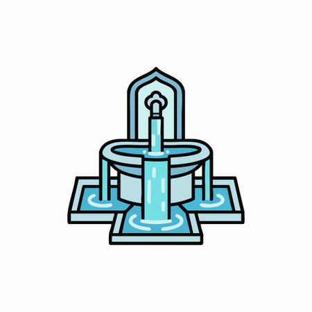 ornate arabic water fountain illustration.のイラスト素材