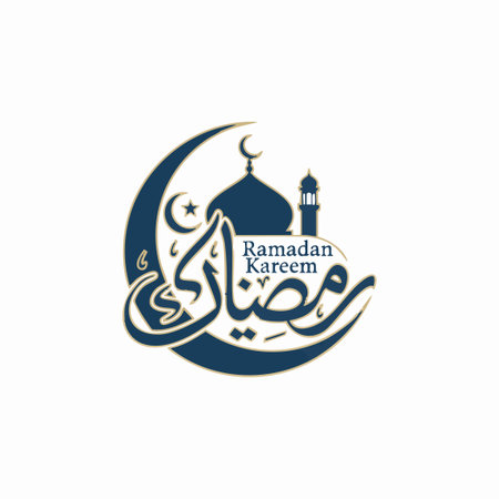 ramadan kareem arabic calligraphy mosque emblem.のイラスト素材