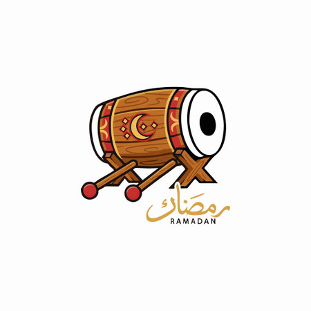 traditional ramadan drum call to prayer.のイラスト素材