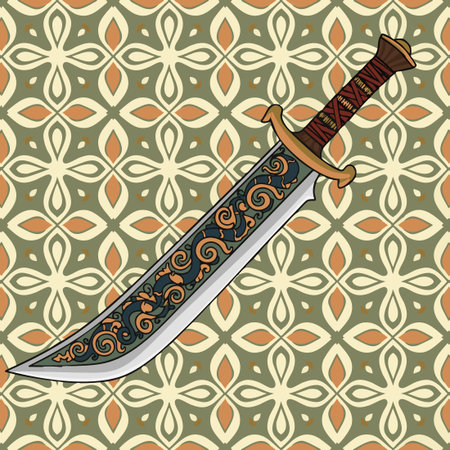 ornate fantasy saber on seamless pattern.のイラスト素材