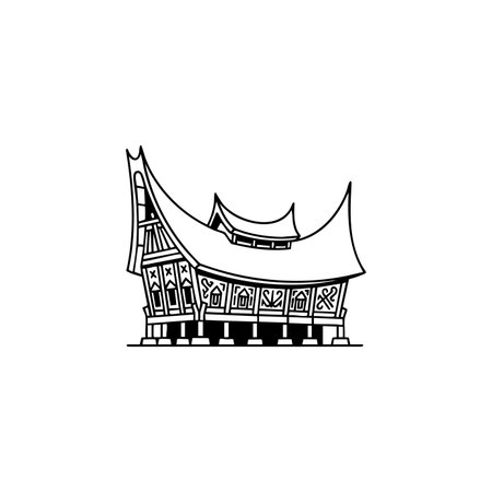 minangkabau rumah gadang line art.のイラスト素材