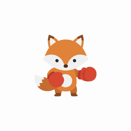 cartoon fox fighter with boxing gloves.