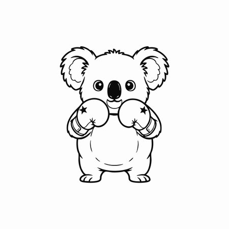 cute koala boxer character line art.のイラスト素材