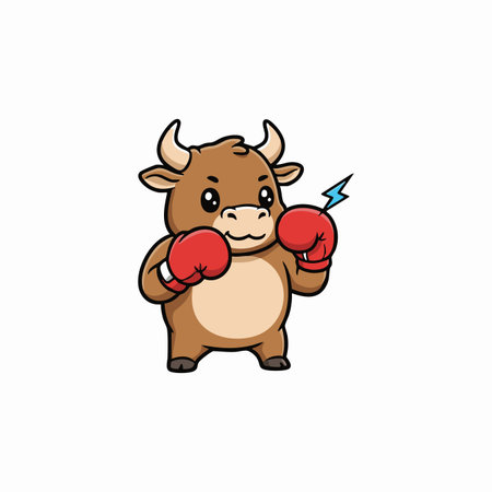 electric punching bull boxer cartoon.のイラスト素材