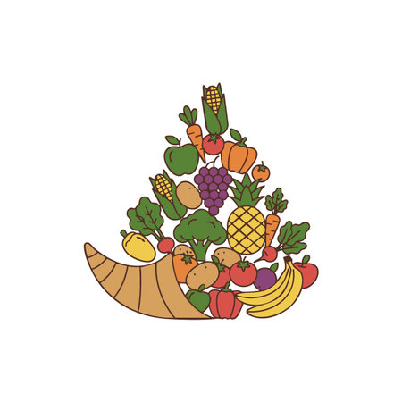 cornucopia horn of plenty fresh harvest.のイラスト素材
