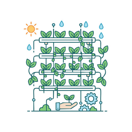 automated vertical garden farming system.のイラスト素材