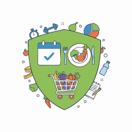 healthy lifestyle planning and protection shield.のイラスト素材