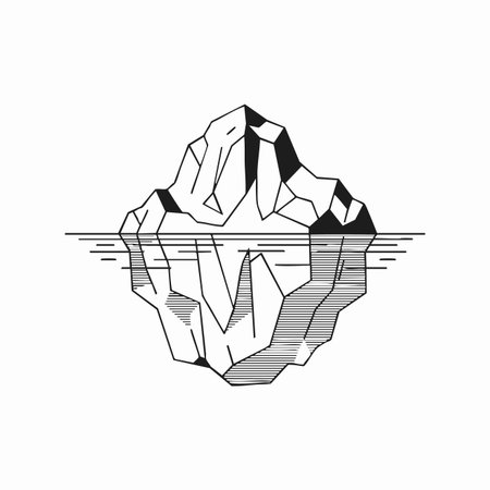 minimalist iceberg hidden below the surface.のイラスト素材
