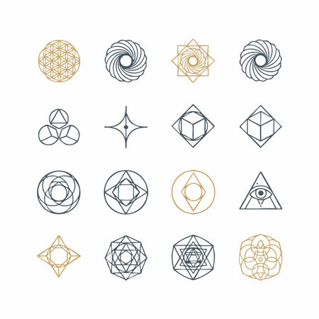 minimalist sacred geometry symbol collection.のイラスト素材