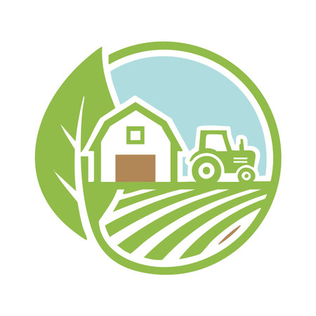 organic farming agriculture vector logo symbol.