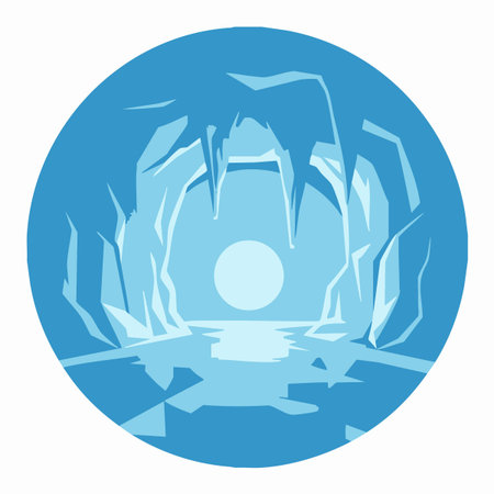 polygonal arctic ice cave vector illustration.のイラスト素材