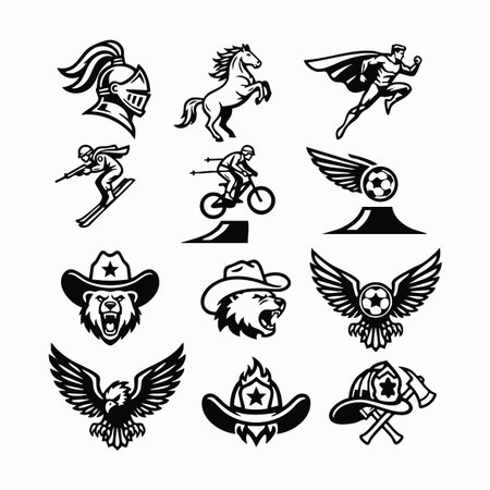 powerful sports and hero mascot vector set.のイラスト素材