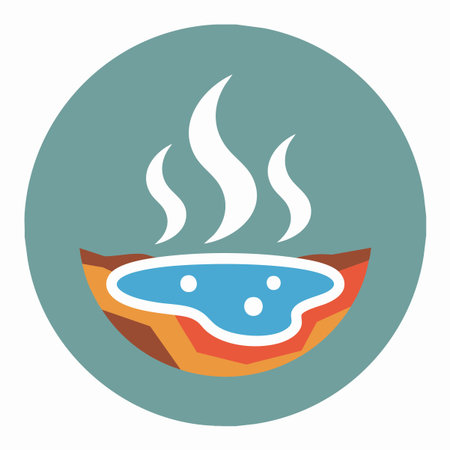 geothermal hot spring earth cross section icon.のイラスト素材