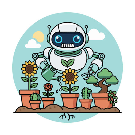 smart robot gardener for sustainable gardening.のイラスト素材