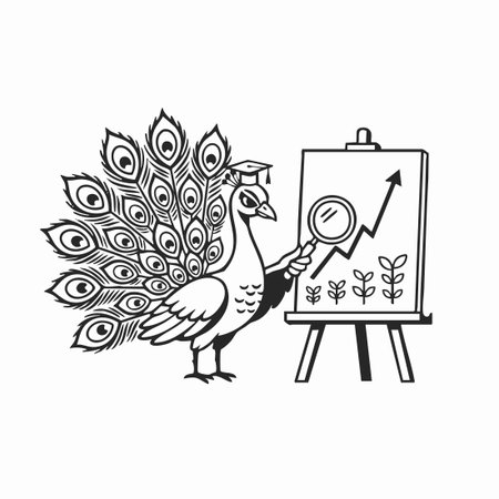 peacock scholar analyzing successful growth.のイラスト素材