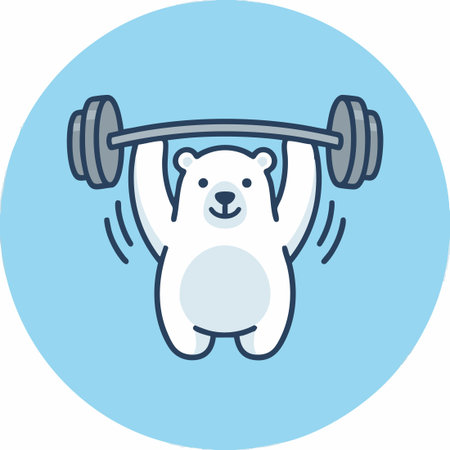 Cute Polar Bear lifting barbell.
