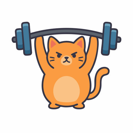 Cute Cat lifting barbell.のイラスト素材
