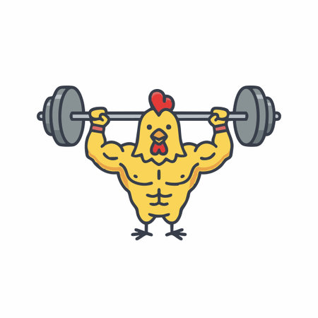 Cute Chicken lifting barbell.のイラスト素材