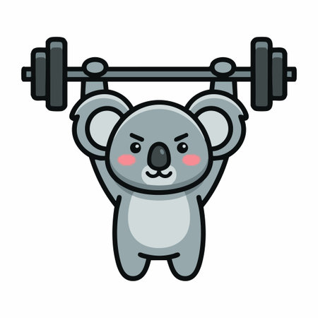 Cute Koala lifting barbell.のイラスト素材