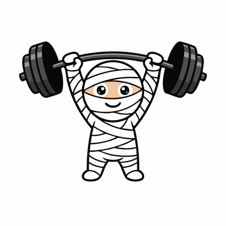 Cute Mummy lifting barbell.のイラスト素材