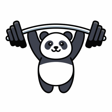 Cute Panda lifting barbell.のイラスト素材