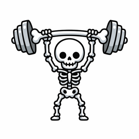 Cute Skeleton lifting barbell.のイラスト素材