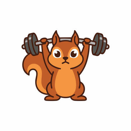 Cute Squirrel lifting barbell.のイラスト素材