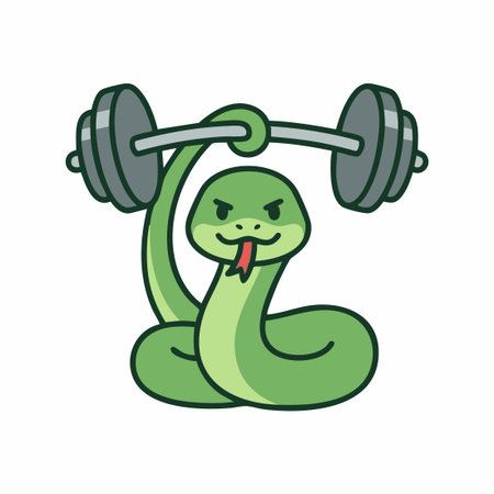 Cute Snake lifting barbell.のイラスト素材