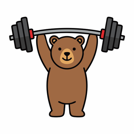 Cute Bear lifting barbell.のイラスト素材
