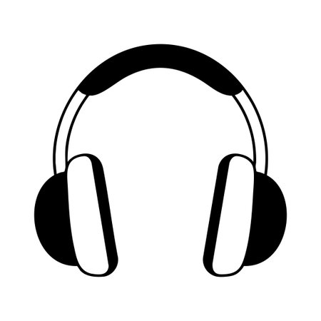 black and white headphones icon illustrationのイラスト素材