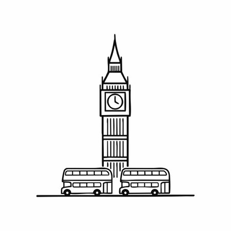 big ben and london double decker bus icon