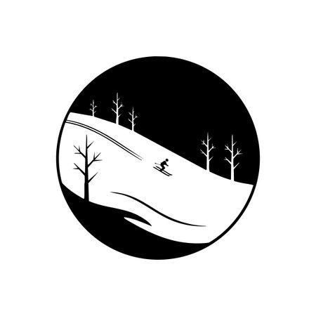downhill skiing winter sport silhouetteのイラスト素材