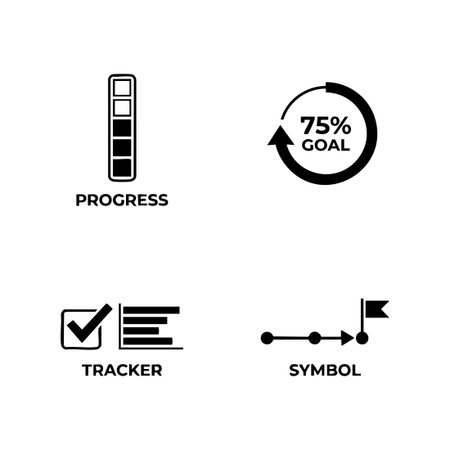 goal achievement progress icon set