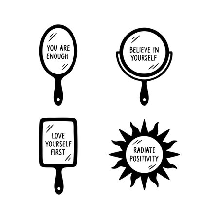 self love mirror quotes doodlesのイラスト素材