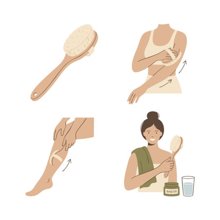 dry brushing self care body routineのイラスト素材