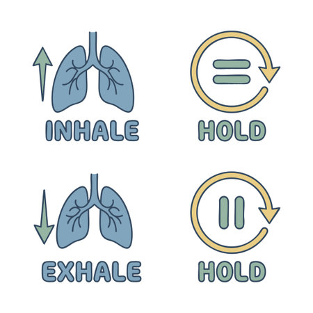 inhale exhale hold breathing exercise iconsのイラスト素材